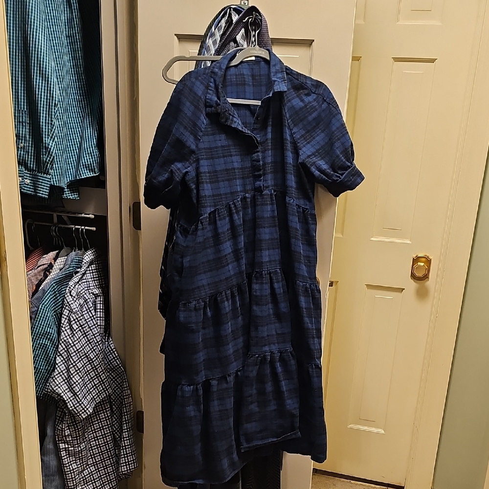 Natural Life Navy Checkered Dress